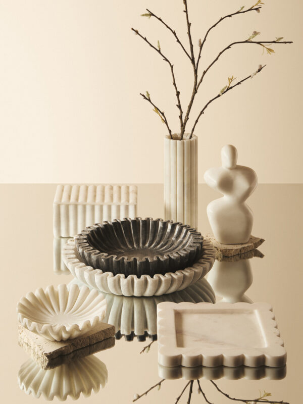 Savio White Marble Abstract Sculpture