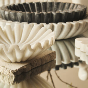 Savio White Fluted Marble Trinket Bowl