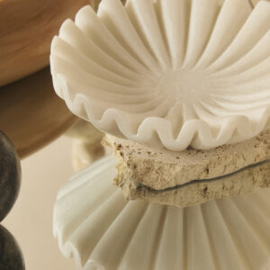 Savio White Fluted Marble Trinket Bowl