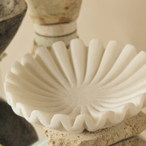 Savio White Fluted Marble Trinket Bowl