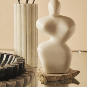Savio White Fluted Marble Vase