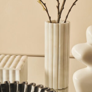 Savio White Fluted Marble Vase