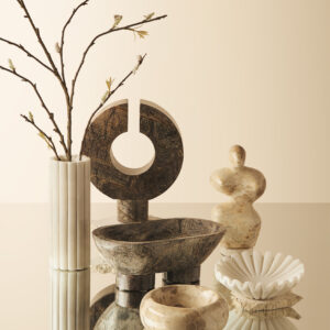 Savio White Fluted Marble Vase