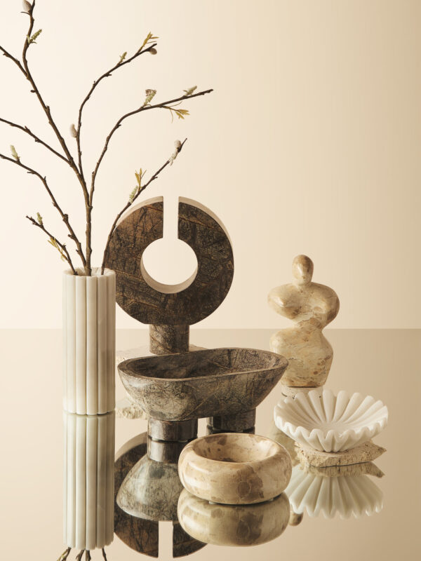 Savio White Fluted Marble Vase