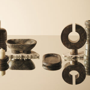 Fazio Forest Green Marble Pillar Candle Holder