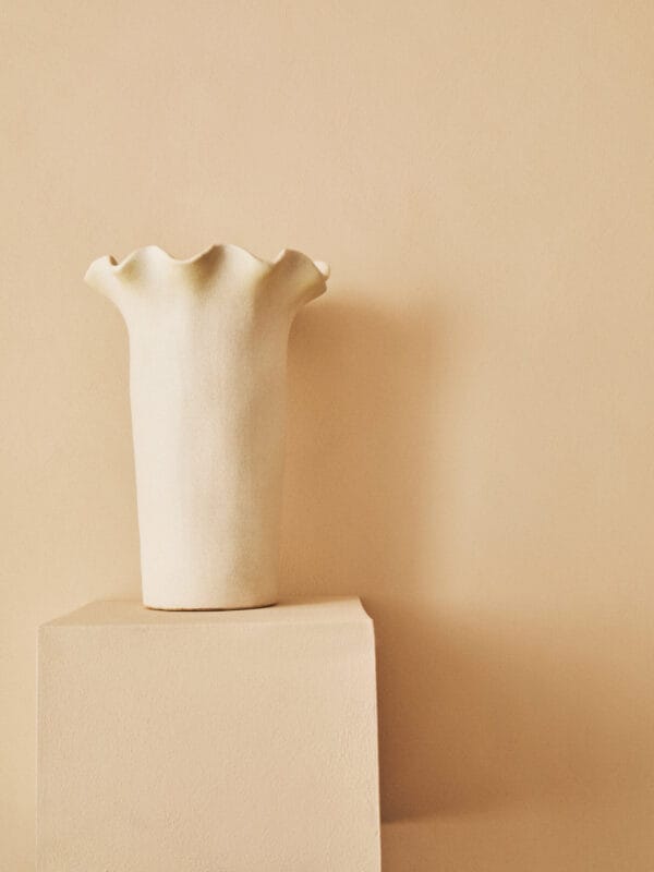 Sonata Large Cream Fluted Vase