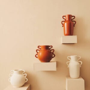Sonata Large White Vase with Abstract Handles