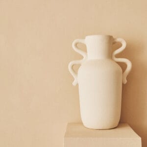 Sonata Large White Vase with Abstract Handles