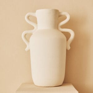 Sonata Large White Vase with Abstract Handles