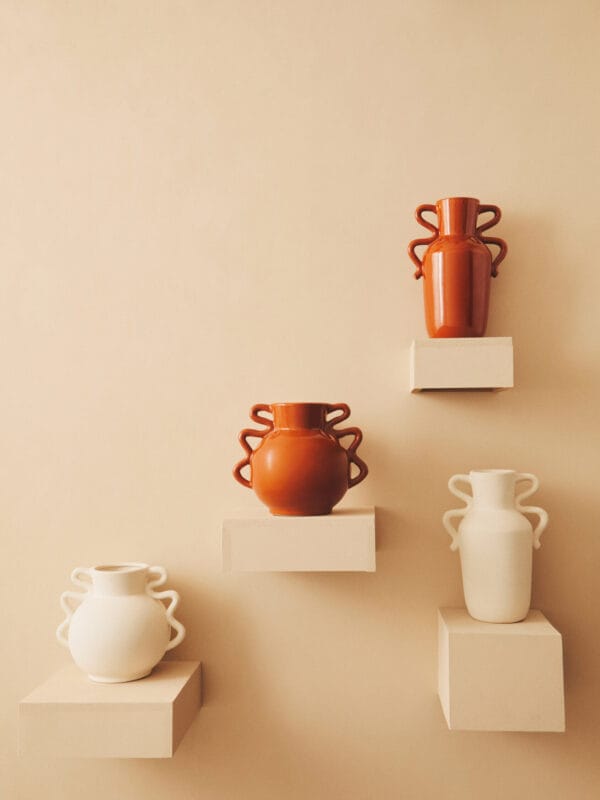 Sonata Small White Vase with Abstract Handles