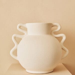 Sonata Small White Vase with Abstract Handles