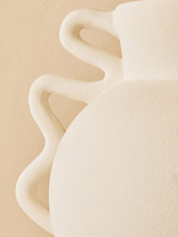 Sonata Small White Vase with Abstract Handles