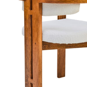 Torello Boucle Fabric and Mango Wood Dining Chair