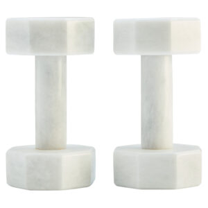 Zoro Set of Two Decorative White Marble Dumbbells