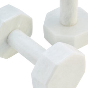 Zoro Set of Two Decorative White Marble Dumbbells