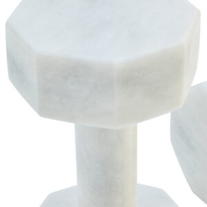 Zoro Set of Two Decorative White Marble Dumbbells