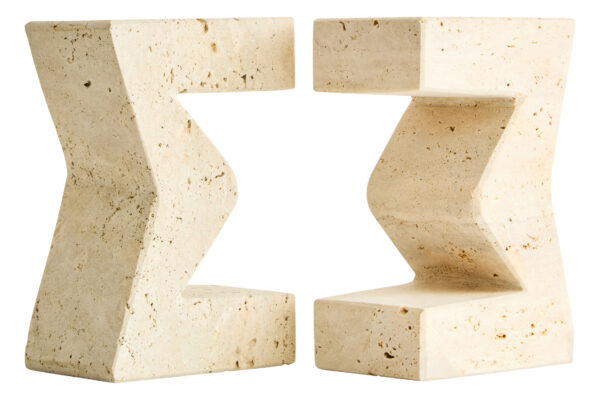 Tibor Travertine Set of Two Sigma Bookends