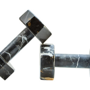 Zoro Set of Two Decorative Black and White Marble Dumbbells