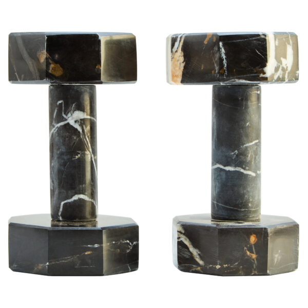 Zoro Set of Two Decorative Black and White Marble Dumbbells
