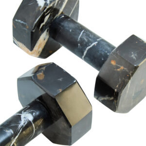 Zoro Set of Two Decorative Black and White Marble Dumbbells