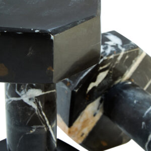 Zoro Set of Two Decorative Black and White Marble Dumbbells