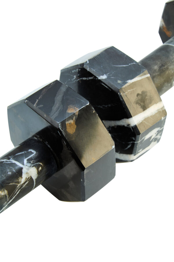 Zoro Set of Two Decorative Black and White Marble Dumbbells
