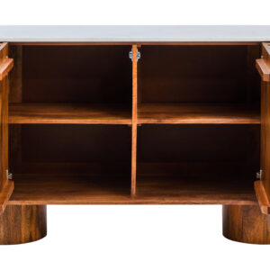 Torello Marble and Carved Mango Wood  Two Door Sideboard