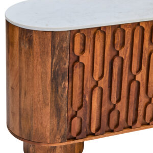 Torello Marble and Carved Mango Wood  Two Door Sideboard