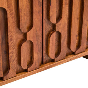 Torello Marble and Carved Mango Wood  Two Door Sideboard