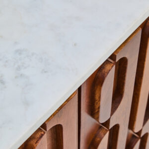 Torello Marble and Carved Mango Wood  Two Door Sideboard