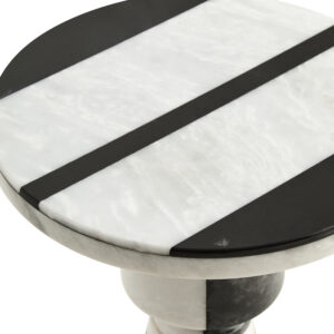 Zoro Black and White Stripe Side Table