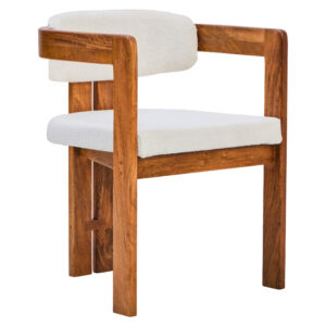 Torello Boucle Fabric and Mango Wood Dining Chair
