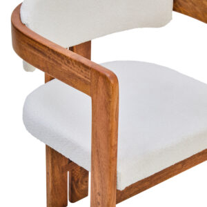 Torello Boucle Fabric and Mango Wood Dining Chair