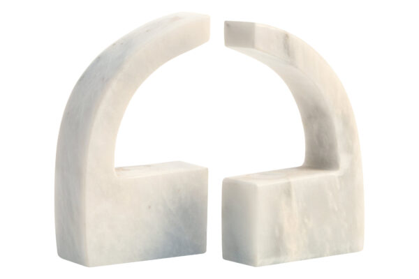 Zoro White Marble Set of Two Comma Bookends