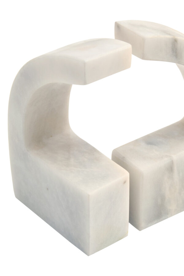 Zoro White Marble Set of Two Comma Bookends
