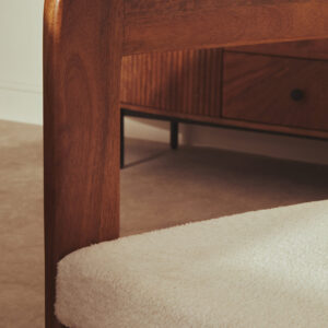 Torello Boucle Fabric and Mango Wood Dining Chair