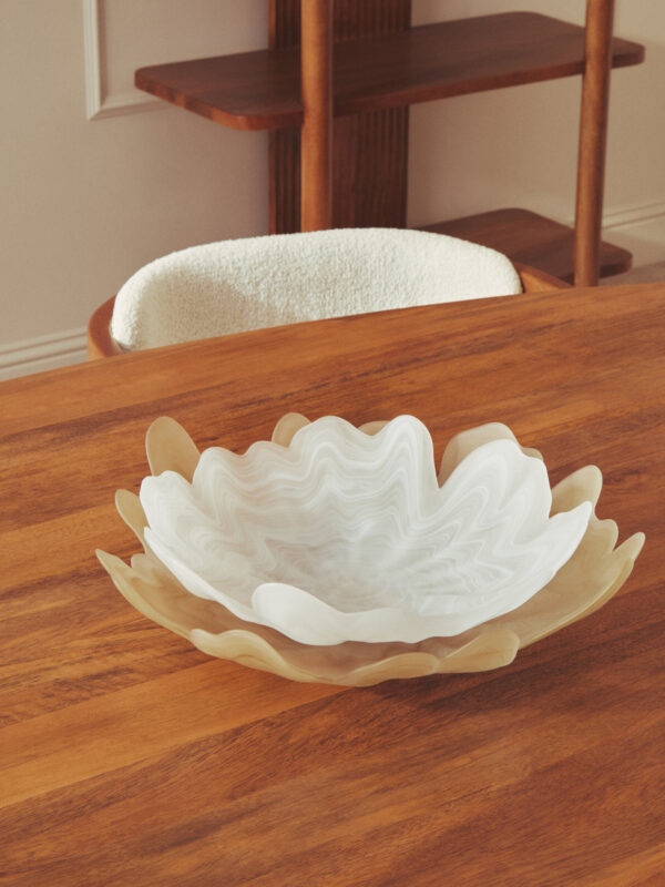 Galene Fluted Natural Glass Plate