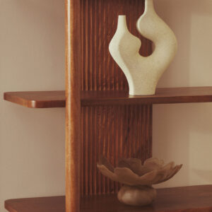 Galene Fluted Natural Glass Pedestal Bowl