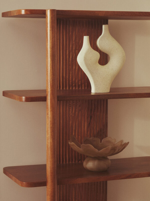 Galene Fluted Natural Glass Pedestal Bowl