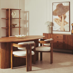 Torello Two Door Three Drawer Mango Wood Oval Sideboard