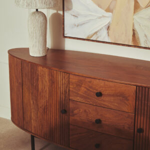 Torello Two Door Three Drawer Mango Wood Oval Sideboard
