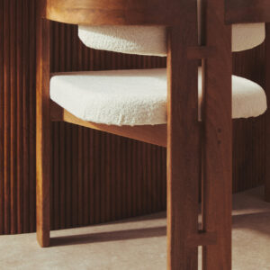 Torello Boucle Fabric and Mango Wood Dining Chair