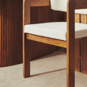 Torello Boucle Fabric and Mango Wood Dining Chair