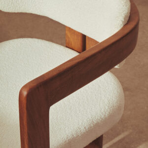 Torello Boucle Fabric and Mango Wood Dining Chair