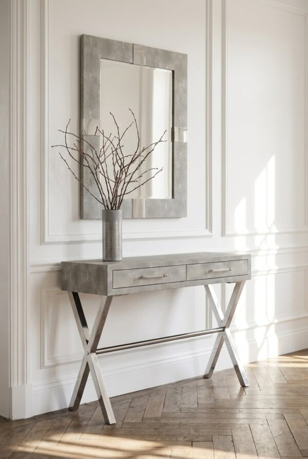 Cardona Two Drawer Grey Shagreen Effect Console Table