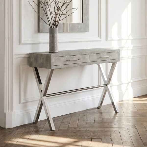 Cardona Two Drawer Grey Shagreen Effect Console Table