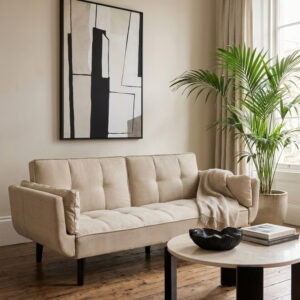Valerie 3 Seat Beige Sofa Bed