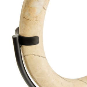 Zoro Cream Marble Ring Sculpture on Metal Stand