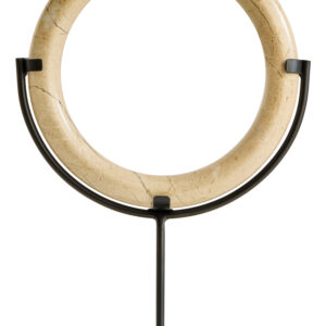 Zoro Cream Marble Ring Sculpture on Metal Stand