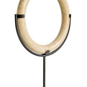 Zoro Cream Marble Ring Sculpture on Metal Stand